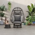 thumbnail image 1 of Rattan Egg Patio Chair,Outdoor or Indoor Swivel Chair with Cushions with 350lbs Capacity,,Chair with Rocking Function for Balcony, Poolside and Garden, Gray Wicker + Gray Cushion, 1 of 9