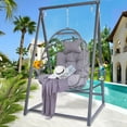 thumbnail image 1 of Rattan Egg Swing Chair with Stand & Cushion Set, Heavy Duty Hanging Stand with Wicker Hammock Egg Chair for Indoor Outdoor Patio Yard Garden (Grey), 1 of 7