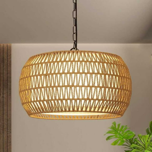 Rattan Farmhouse Chandelier Light Fixtures