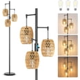 thumbnail image 1 of Rattan Floor Lamp,  Floor Lamp 70 Inch with Shades, Coastal Floor Lamp 3 Light Bohemian Floor Lamps Standing Lamps for Living Room Bedroom Office, 1 of 13