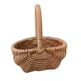 thumbnail image 1 of Rattan Flower Basket, Handmade Wicker Planter Basket with Plastic Liner & Handle, Woven Storage Basket for Home Wedding Garden Decoration, Brown, 1 of 7