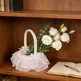 thumbnail image 1 of Rattan Flower Basket with Lace Trim Small Wicker Basket with Handle and Bow Woven Eggs Candy Basket for Garden Storage Home Decor Wedding Engagement, 1 of 6