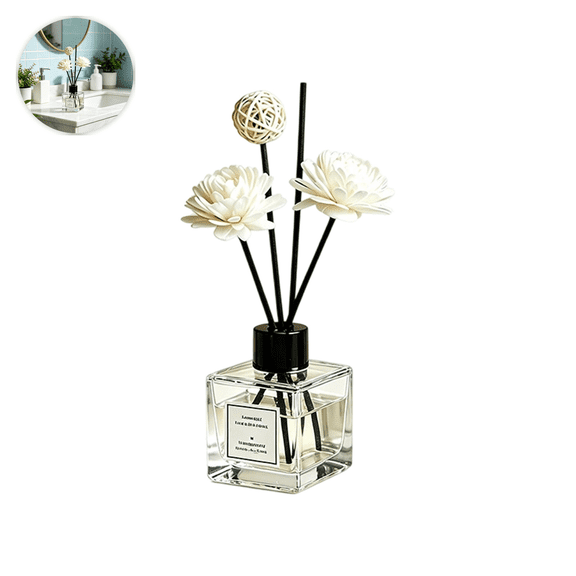 Rattan Flower Mosquito Repellent Diffuser Set - Flameless Aromatherapy Oil Diffuser with Natural Rattan Sticks for Home, Office, Bedroom, Living Room & Spa Decor