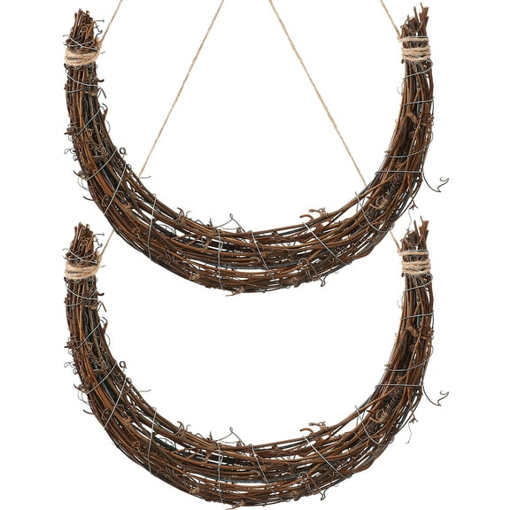 Rattan Garland Frame Wicker Wedding Decor Moon Wreath Circle Christmas Making Rings 2 Pcs