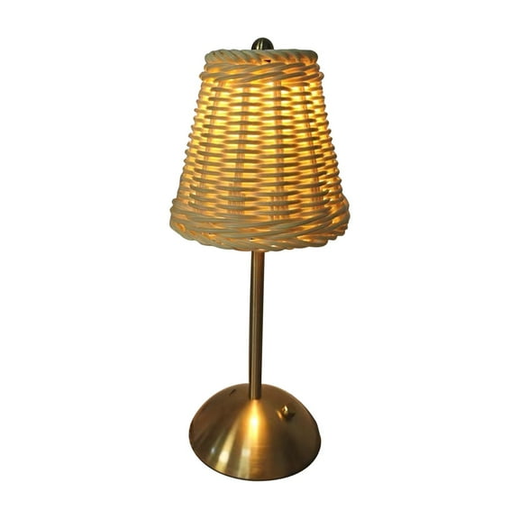 Rattan Gold Tone Table Lamp With Touch Dimmer Led Portable Rechargeable Battery Operated Night Light For Bedroom Living Room Dining Table Home Decor