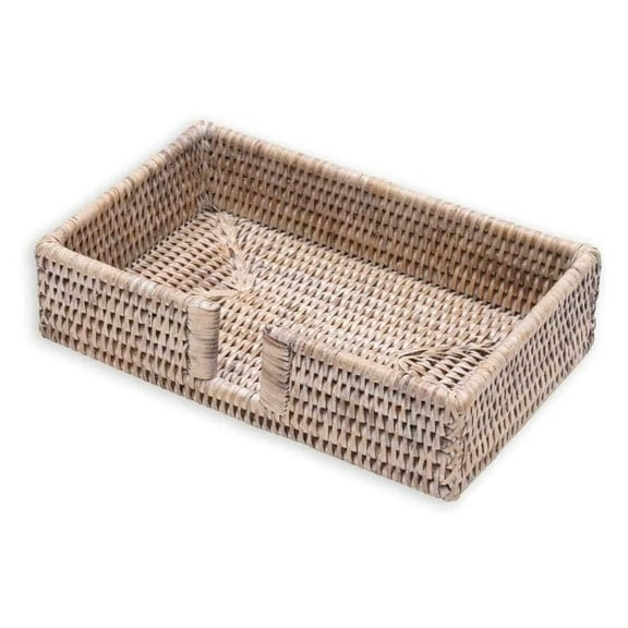 Rattan Guest Towel Napkin Holder in White Natural, 1 Each