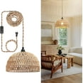 thumbnail image 1 of Rattan Hanging Lamp,Boho Pendant Lights,Plug in Cord Hanging Rattan Light,Plug Into Wall Outlet Pendant Light Fixture On/Off Switch for Living,Dinner Room,Bedroom,Kitchen,for E26,without Bulb, 1 of 7