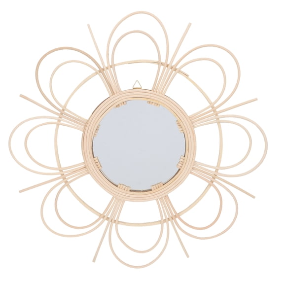 LOLIPPYY Rattan Woven Wall Hanging Mirror, Decorative Rattan Wall Mirror for Home, Boho Style Wall Decor