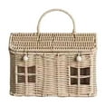 thumbnail image 1 of Rattan House Shape Storage Basket with Lid, Small Doll House, Decorative Hand Woven Shelf Organizer with Handle, Natural Harvest Wicker Basket for Picnics, Organizing, Storage, 1 of 5