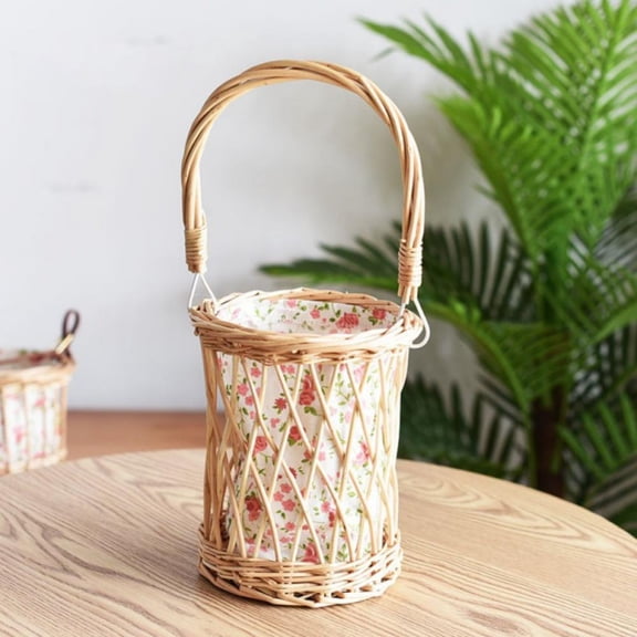 Rattan Knitted Portable Flower Basket Floral Arrangement Bamboo Basket Holding Basket Woven Flower Basket Flower Pot Flower And Rose Packing Basket
