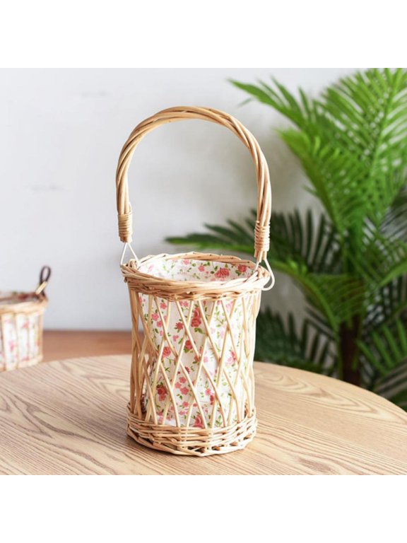 Rattan Knitted Portable Flower Basket Floral Arrangement Bamboo Basket Holding Basket Woven Flower Basket Flower Pot Flower And Rose Packing Basket