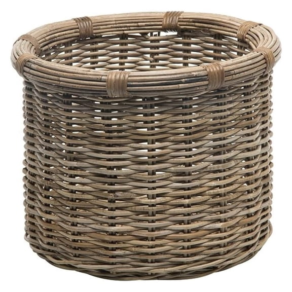 Rattan Kobo Round Log & Storage Basket, Gray-Brown