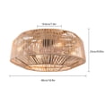 thumbnail image 1 of Rattan LED Chandelier 18.5" Bladeless Caged Ceiling Fan Light +6 Speeds & Remote, 1 of 16
