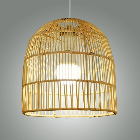 Rattan Lamp Shade for Pendant Lights Replacementr Lamp Shade Hanging Chandelier Lamp Shade Cover for Bedroom Living Room Home Hallway Dining Table(Bulb not Included)