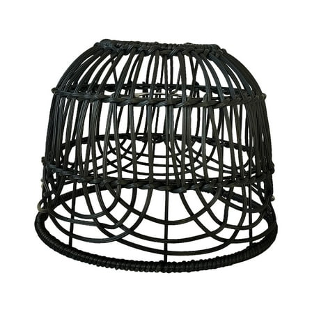 Rattan Lampshade Rattan Basket Chandelier Lamp Shade Woven Lampshade Round nature Replacement Wicker Pendant Light Cover for Living Room Black