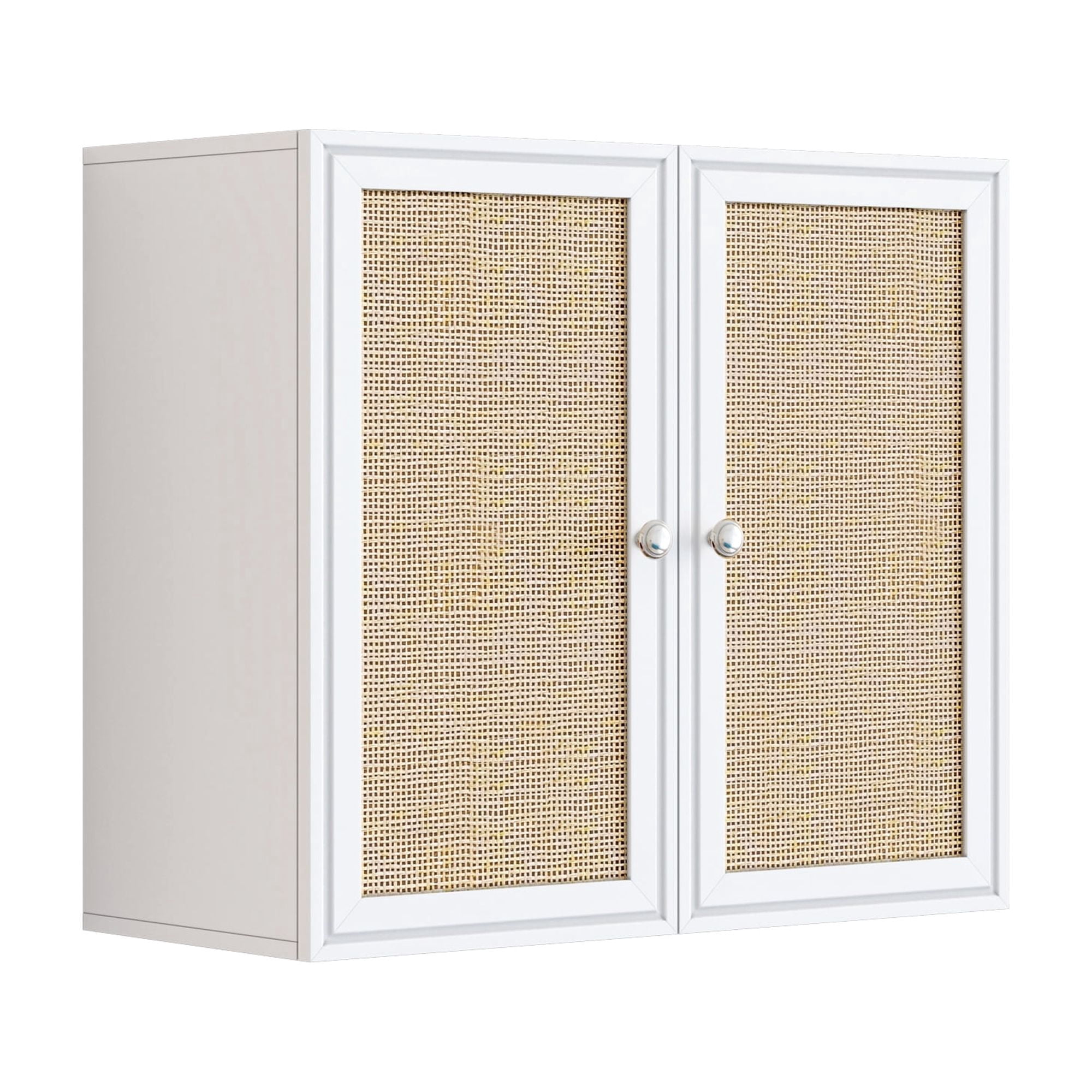Rattan Laundry Room Cabinets, Bathroom Cabinets Wall Mounted with Adjustable Shelves, Wall Cabinet for Kitchen