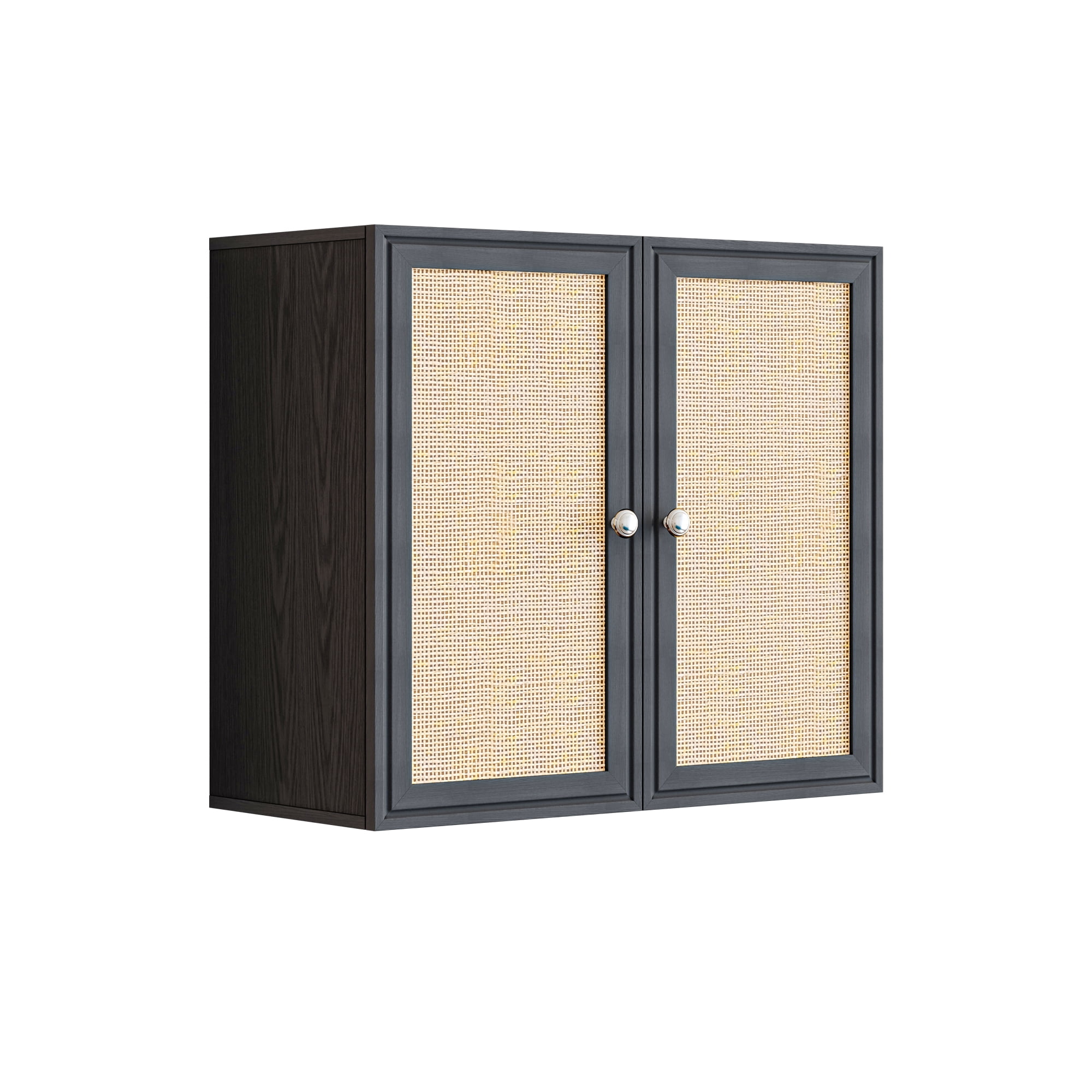 Rattan Laundry Room Cabinets, Bathroom Cabinets Wall Mounted with Adjustable Shelves