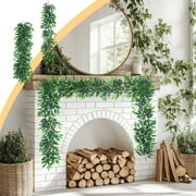 Rattan Leaf Willow Garland - Faux Evergreen Decorative Vine, Plastic Material, Indoor Outdoor Home Decor, Wedding Backdrop Accent, Topliu