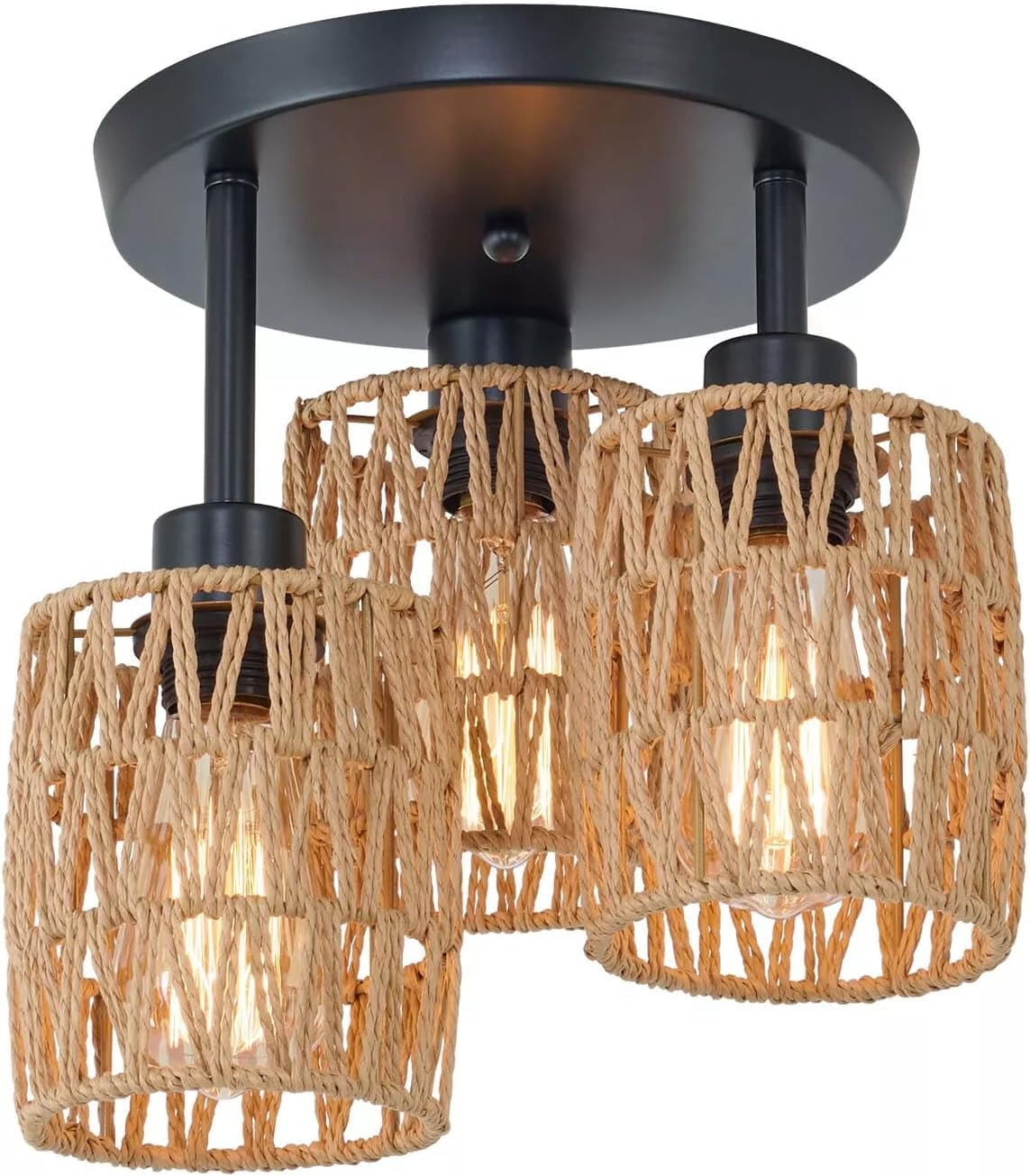 Semi Flush Rattan Light Fixture