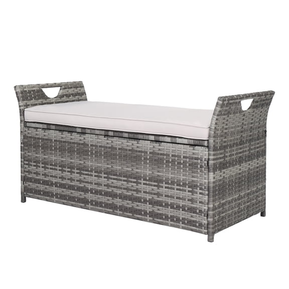 Rattan Locker , PE Cane & Iron Construction, Practical Concise, Large Storage Space for Clothes, Shoes, Books, Gray