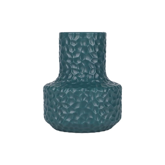 Rattan Look Plastic Vase for Flower Arrangements, Decorative Container for Dry and Fresh Stems, Imitation Porcelain Finish Home Decor Accent for Table Shelf and Office Desk