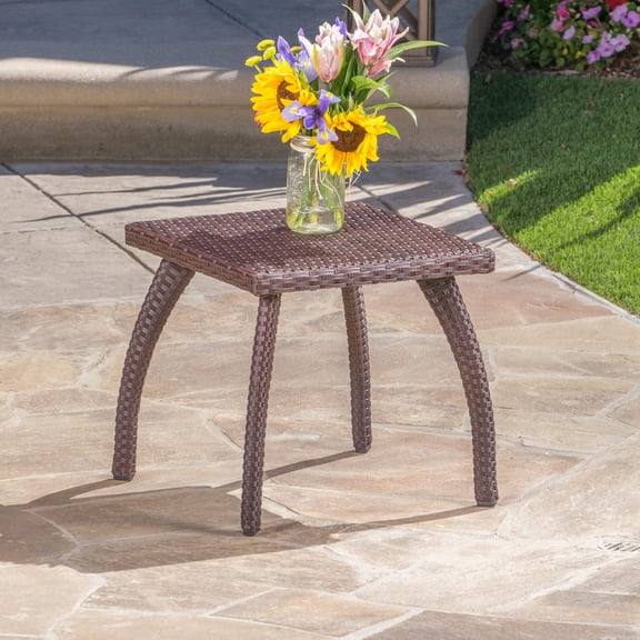 Brown Wicker Outdoor Table / Withstand Elements / Suitable for Patio
