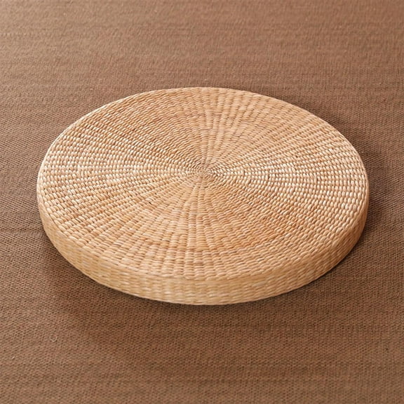 Rattan Meditation Cushion : Round Meditation Pillow for Yoga, Meditation, Drinking Tea and Break,Floor Cushion Highly Elastic and No Odor,Home Floor Pillows for Sitting,High 2", Width 18"