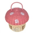 thumbnail image 1 of Rattan Mushroom-Shaped Storage Basket- Handmade Handcrafted, Pink, 1 of 6