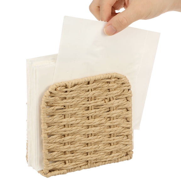 Rattan Napkin Holder Upright Table Napkin Dispenser Handmade Paper Towel Stand for Kitchen Dining Restaurant Party Decoration