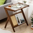 thumbnail image 1 of Rattan Nightstand Side Table with Glass Top, Bamboo Boho Accent Table with Storage for Bedroom Living Room Small Spaces, Brown, 1 of 10