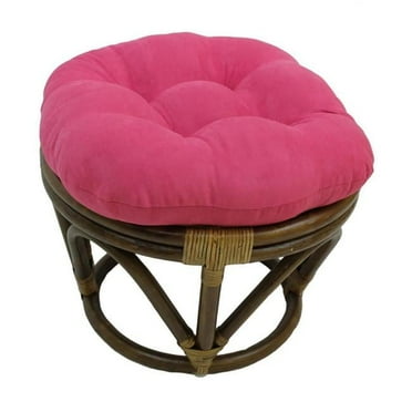 Rattan Ottoman with Micro Suede Cushion, Bery Berry