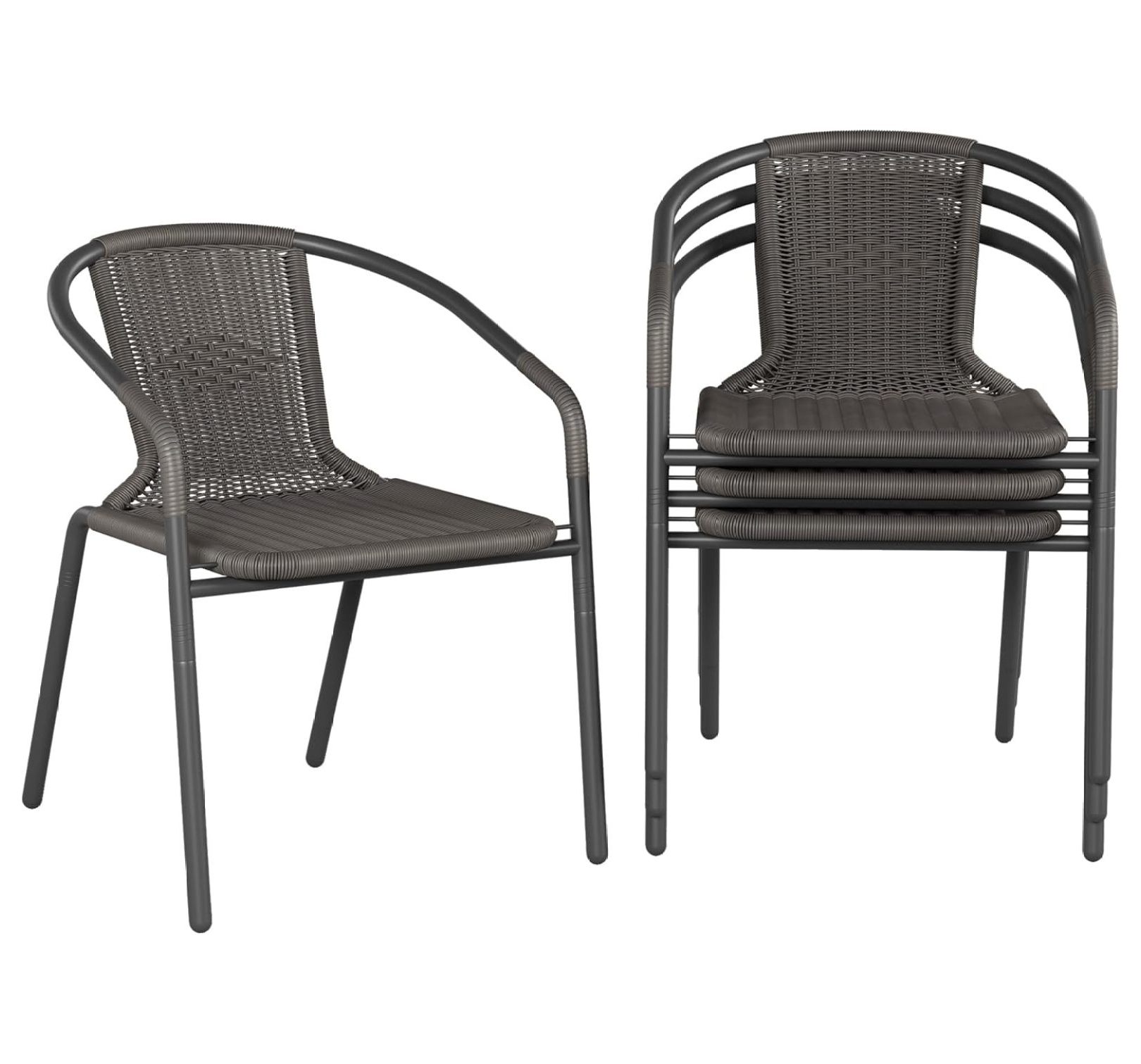 Yaheetech Set Of 2 Patio Dining Chairs, Outdoor Stackable Patio Chairs With Backrest/Armrests, All Weather Chairs For Garden/Lawn /Porch/Backyard Pool, Gray
