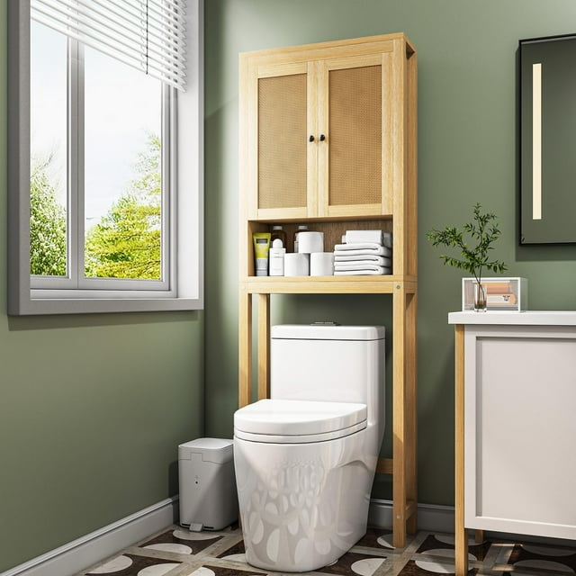 Rattan Over The Toilet Storage Above Toilet Bathroom Organizer
