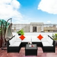 thumbnail image 1 of Rattan Patio Furniture Set, 7PCS Wicker Conversation Set, Weather Resistant Cushioned Sofa Set, Sectional Sofa Chairs with Glass Tabletop & Cushions, Deck Garden Lawn Pool Furniture Set, K3256, 1 of 13