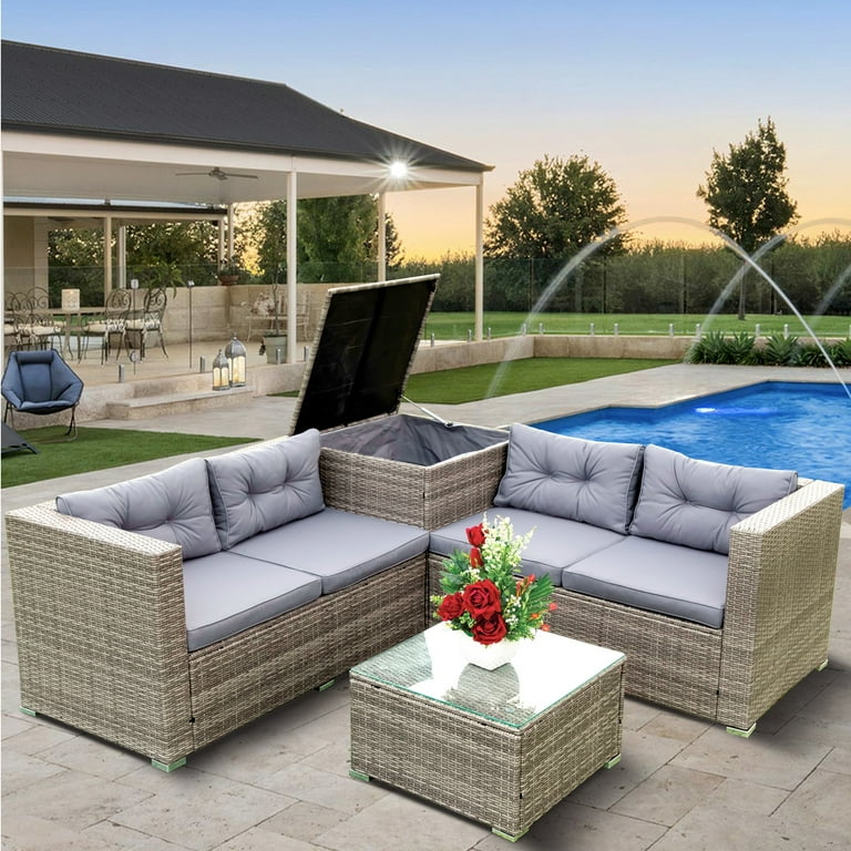 Segmart Rattan Patio Sofa Set, Pieces, Outdoor Furniture with