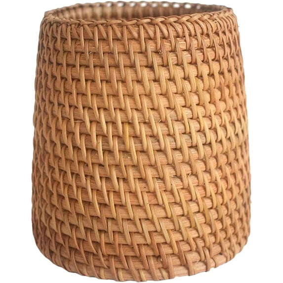 Rattan Pencil Holder,Handmade Wicker Cup Makeup Brushes Holder, Boho Table Décor Cups Organizer Desk Organizer Makeup Brushes Holder