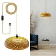 thumbnail image 1 of Boho Rattan Pendant Light, Plug-in Hanging Light with Woven Bamboo Lampshade, ON/OFF Switch, 15FT Hemp Rope Cord, Wicker Hanging Lamp for Bedroom, Living Room, Kitchen, Farmhouse Decor, 1 of 8