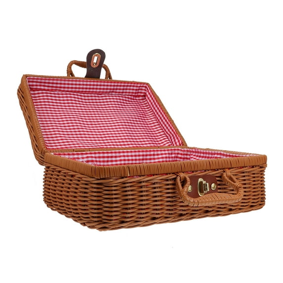 Rattan Picnic Basket with Removable Liner, Stylish Handbag for Camping, Outdoor, and Travel