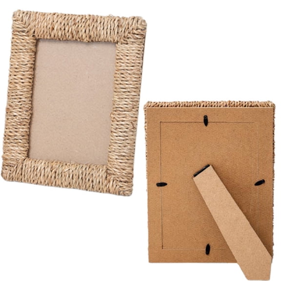 Rattan Picture Frame 4x6, Boho Farmhouse Wicker Photo Frame, Handmade Natural Small Picture Frame, Rustic Home Decor for Desk, Tabletop & Wall Display, Gift for Mom Grandma
