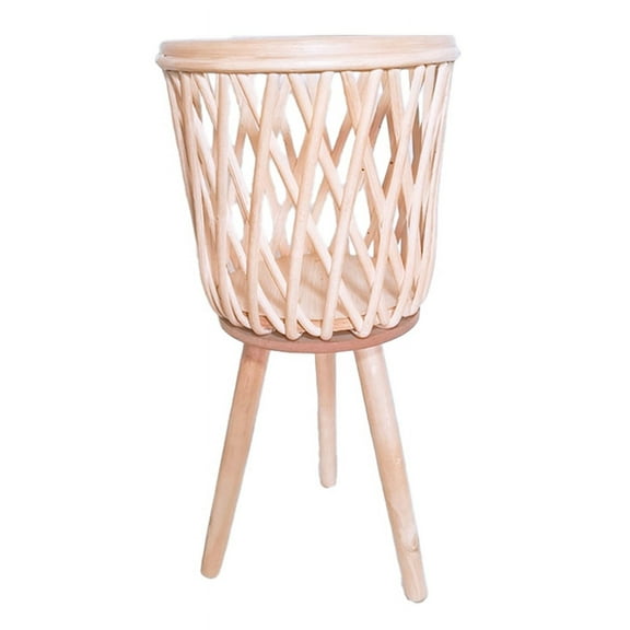 Rattan Plant Stand with Legs Woven Rattan -Planter Stand for Indoor Use -Tall Rattan Planter Basket for Home Dcor