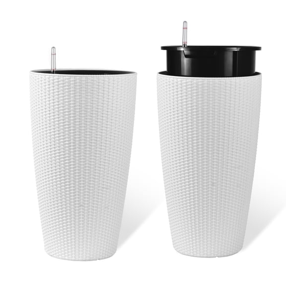 Rattan Planters with Auto Watering & Water Monitor, Indoor Outdoor Use