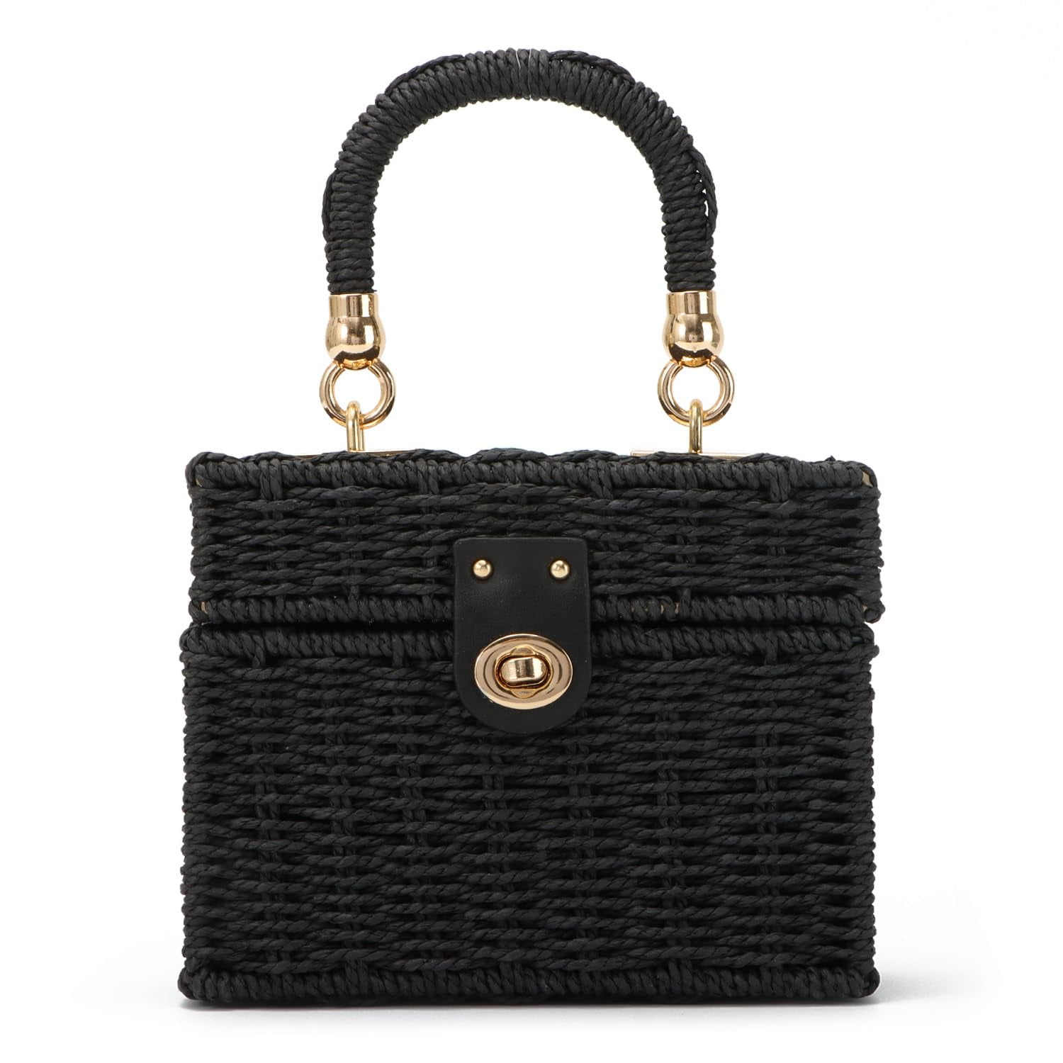 Rattan Purse for Women Summer Tote Handbag Woven Bakset Crossbody Bag Trendy Beach Top Handle Bag