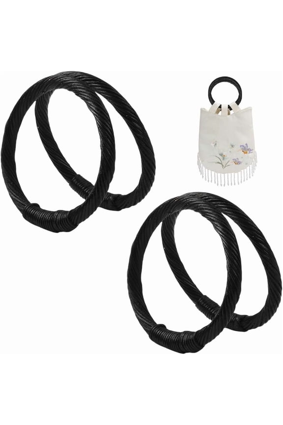 Rattan Ring Bag Handles Bag Making Supplies Black 127x131x15mm Inner Diameter: 101x109mm diy
