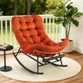 thumbnail image 1 of Rattan Rocking Chair with Detachable Flannel Cushion and Extendable Footrest – Papasan Chair with Cozy Seating for Porch, Lawn, Bedroom & Living Room, Orange, 1 of 1