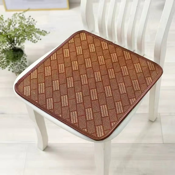 Rattan Seat Cushion 15.74x15.74 Inch Non-Slip Office Chair Pad Summer Cool Mat for Wood Metal Folding Chairs Brown or Khaki Easy-Clean