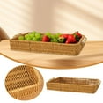 thumbnail image 1 of Rattan Serving Tray with Handles - Woven Wicker Bread Basket for Fruits, Vegetables & Snacks - Decorative Coffee Table Tray - Durable & Easy to Clean - for Home, Kitchen & Restaurant Use, 1 of 7