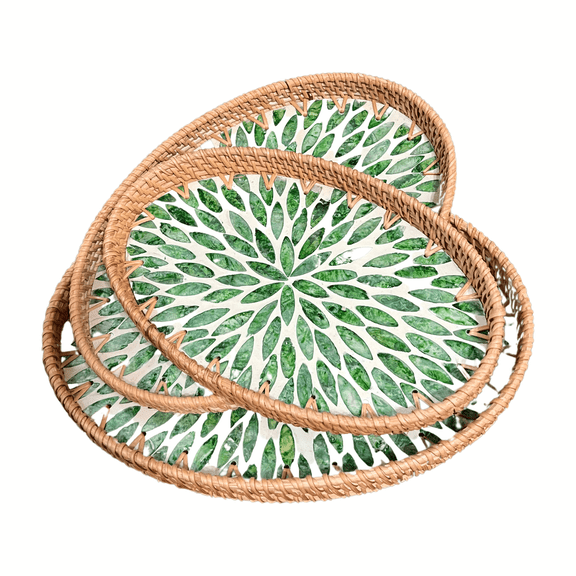 Rattan Serving Tray, Ottoman Coffee Table Tray