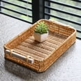 thumbnail image 1 of Rattan Serving Tray, Rectangular Woven Tray with Handles, Natural Wicker Decorative Serving Baskets for Organizing Tabletop Bathroom Kitchen Counter, 1 of 9