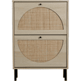Rattan Shoe with 2 Flip Drawers Narrow Hidden Shoe Rack with