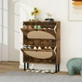 Rattan Shoe with 2 Flip Drawers, Narrow Hidden Shoe Rack with